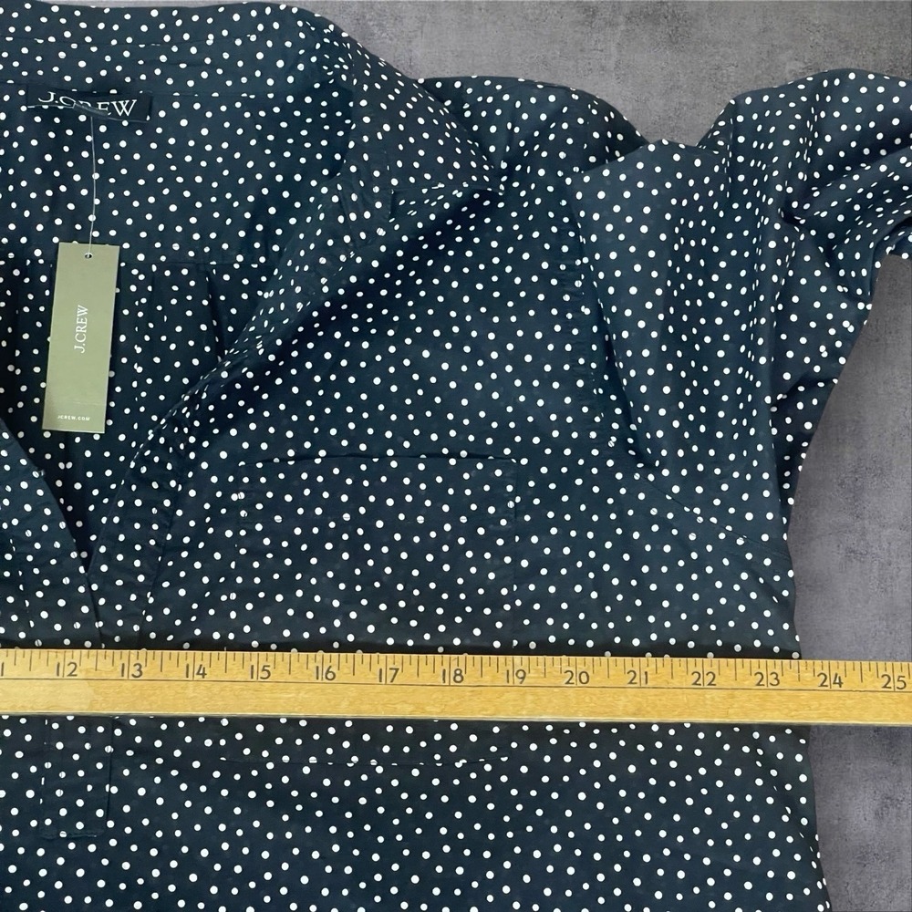 J Crew Relaxed Fit Shirt Dress Womens XL Black Polka Dots 100% Cotton Beach - Picture 6 of 9
